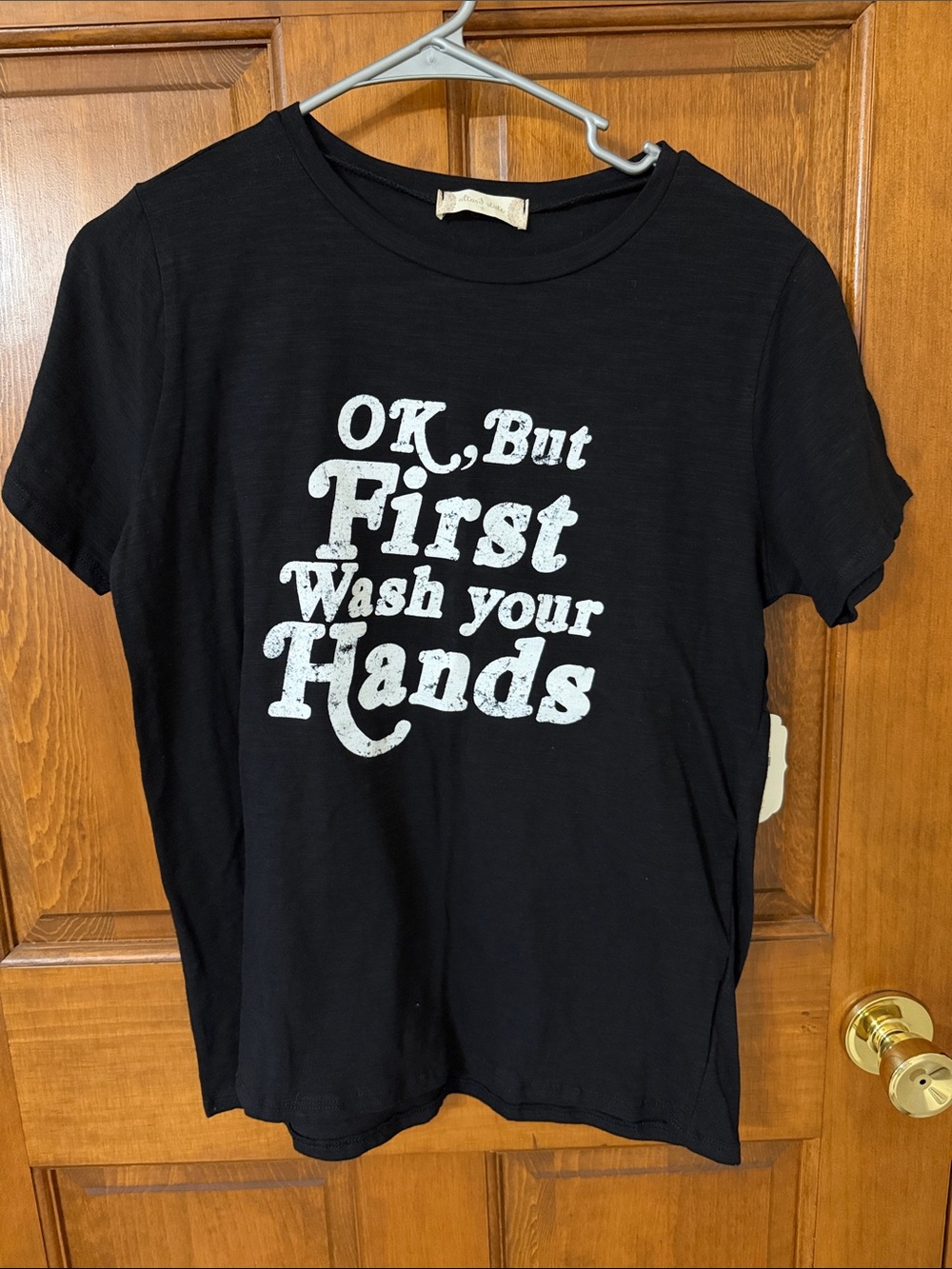 Altar'd State Black Short-Sleeve Tee with White Graphic Text
